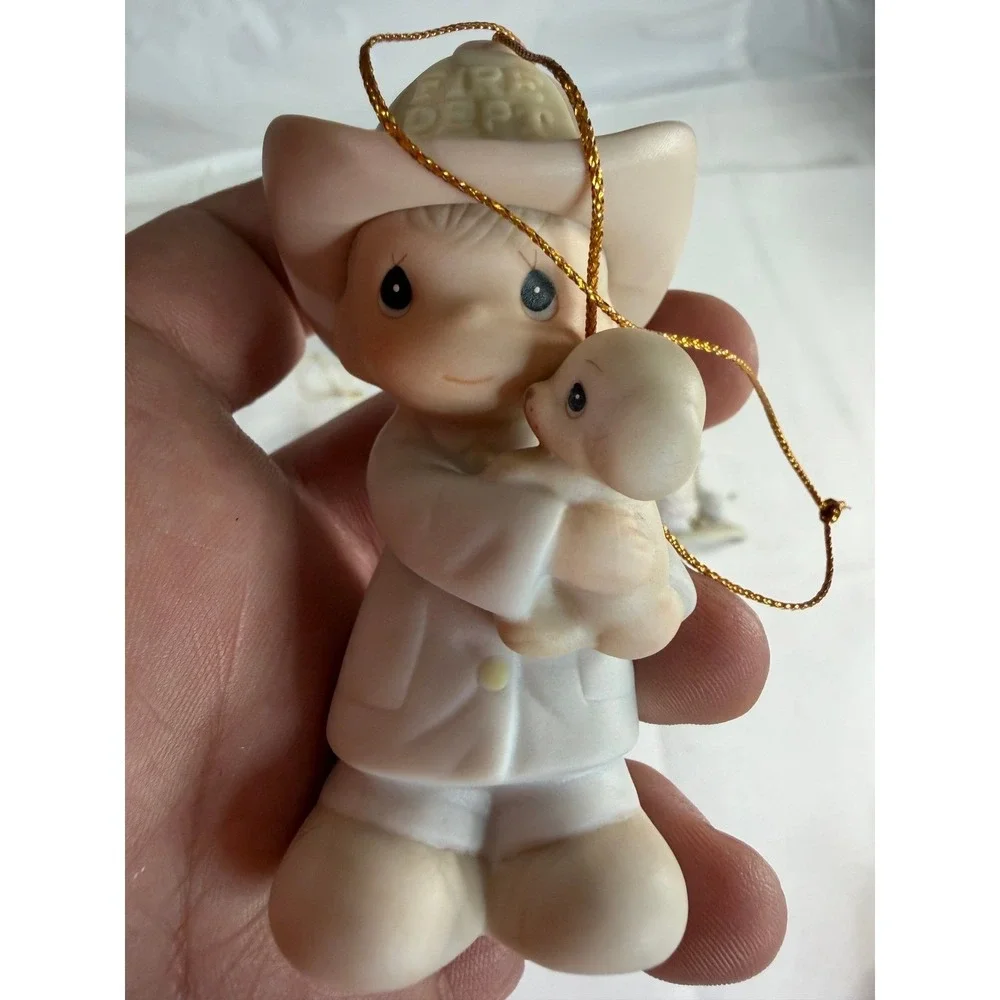 Precious Moments Christmas Ornament Lot of 6 Vintage Porcelain Figurines w Boxes